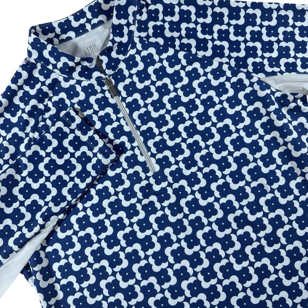 TAIL Performance Golf 1/4 Zip Long Sleeve Shirt‎ Womens L Blue Floral Activewear
